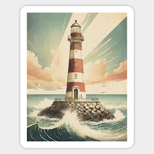 Ligthhouse Coastal Beacon Vintage Sticker
